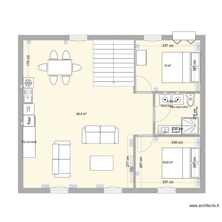 3ème étage Asnières/Seine electricité . Plan de 4 pièces et 70 m2