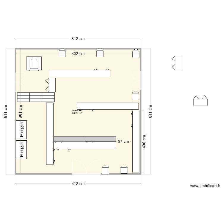 BOUTIQUE 1. Plan de 1 pièce et 64 m2