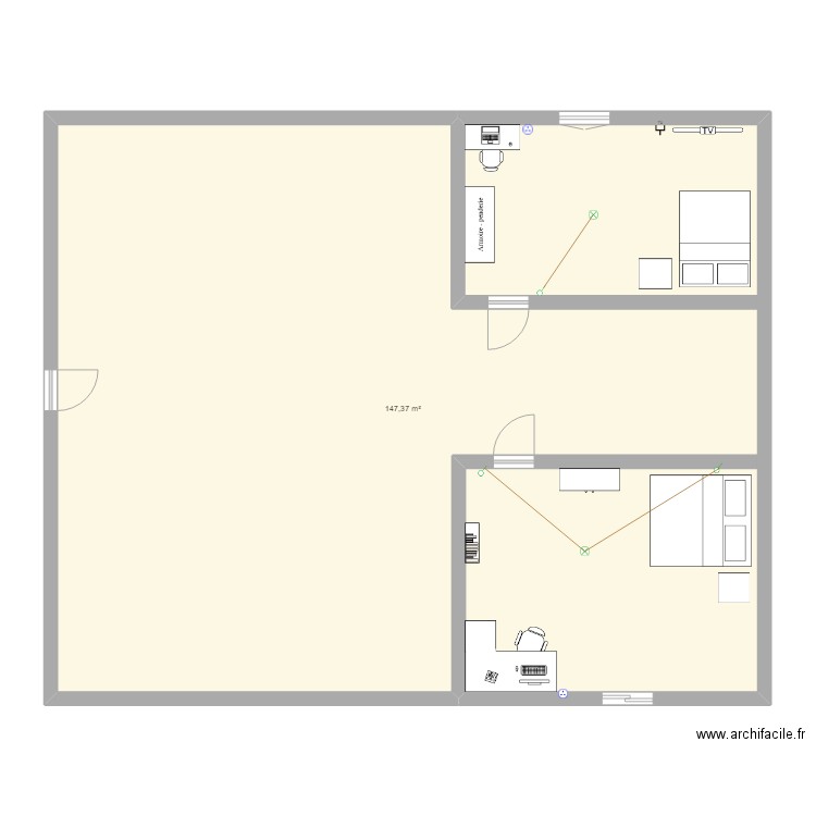 maison. Plan de 1 pièce et 147 m2