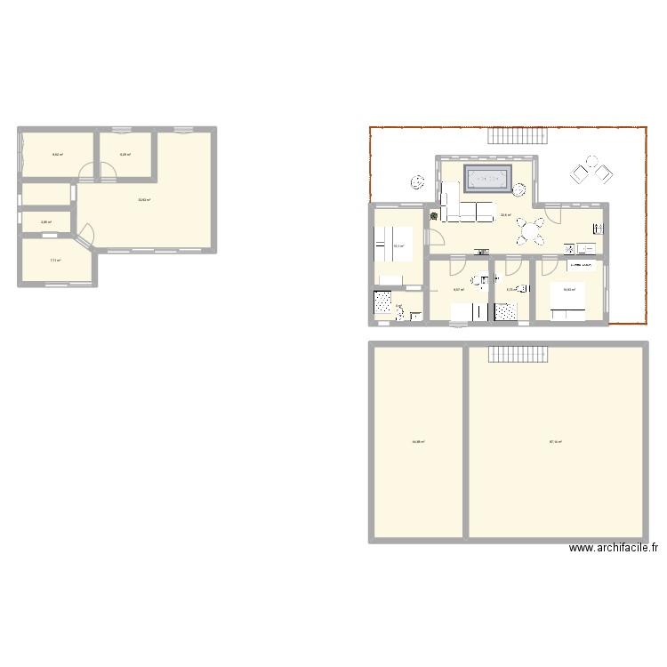 Kampung house. Plan de 13 pièces et 263 m2