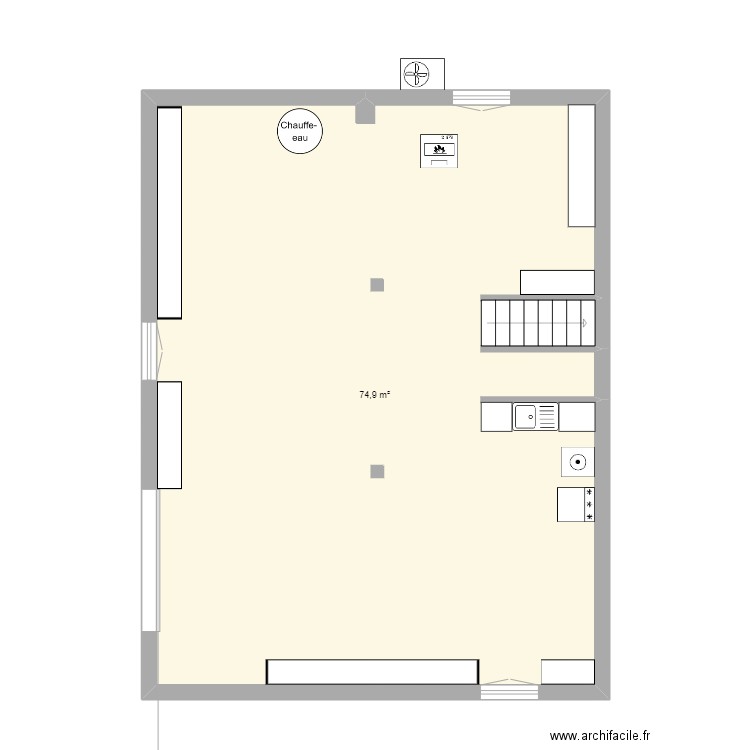 Sous sol Quimperlé. Plan de 1 pièce et 75 m2