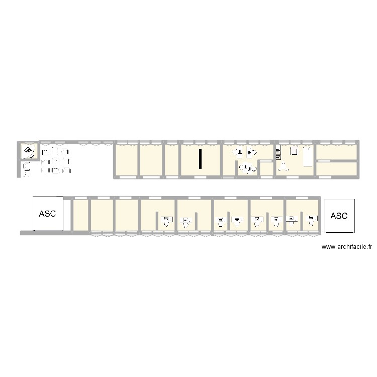 2ème idéal. Plan de 16 pièces et 42 m2