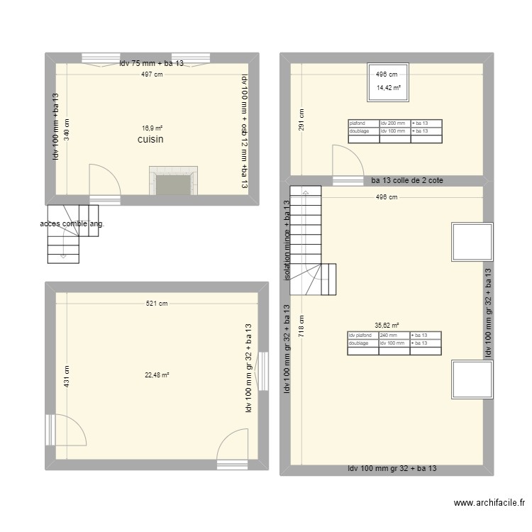 plan reno 27360. Plan de 4 pièces et 89 m2