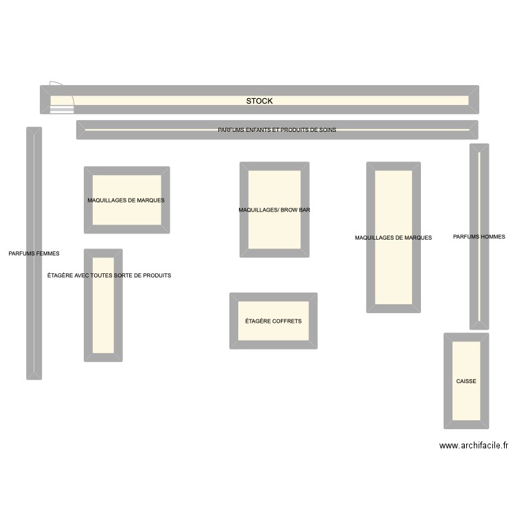 PARFUMERIE MADO. Plan de 10 pièces et 30 m2