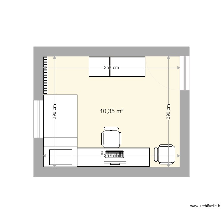 CHAMBRE TONIO. Plan de 1 pièce et 10 m2