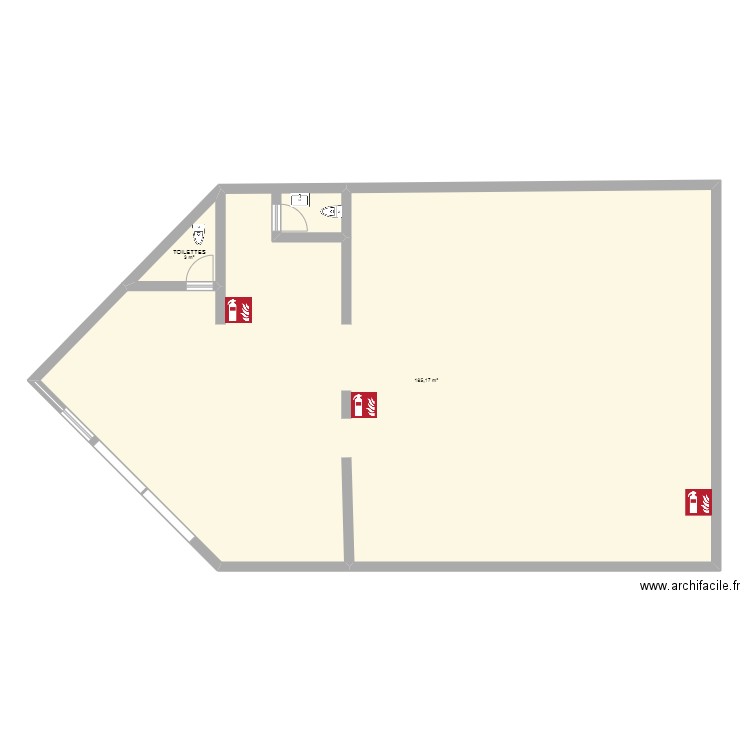 local. Plan de 2 pièces et 188 m2