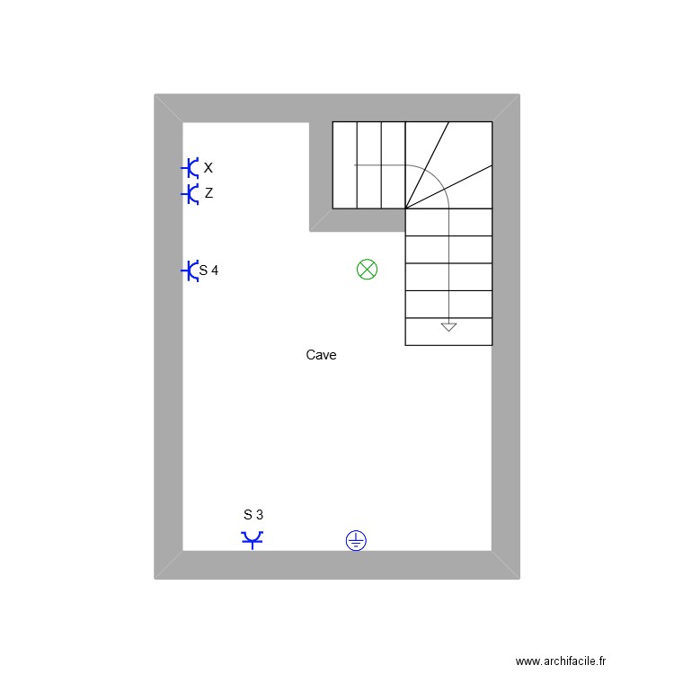 cave. Plan de 1 pièce et 11 m2