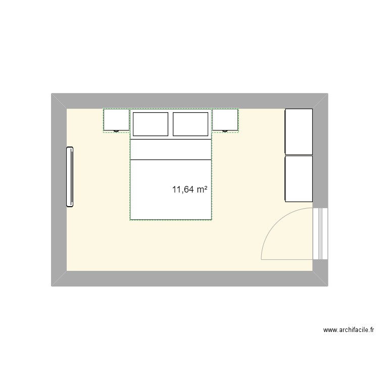 Plan 2. Plan de 1 pièce et 12 m2