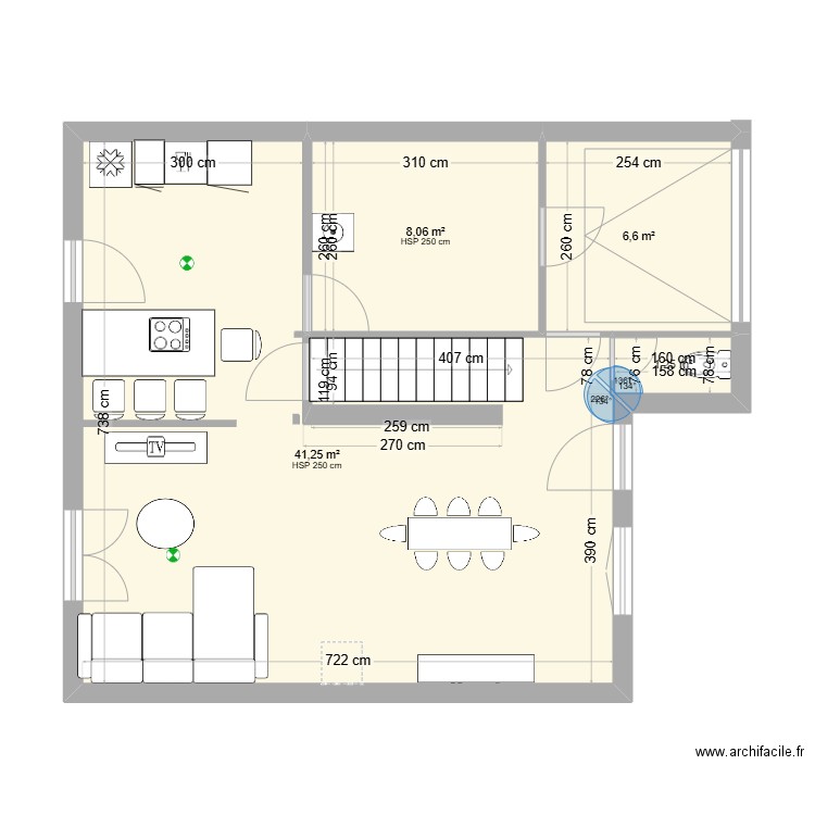 plan. Plan de 4 pièces et 57 m2