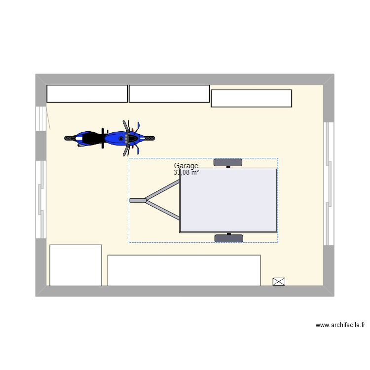 Plan garage/atelier. Plan de 1 pièce et 33 m2