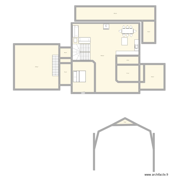 maison sainte-christine. Plan de 10 pièces et 211 m2