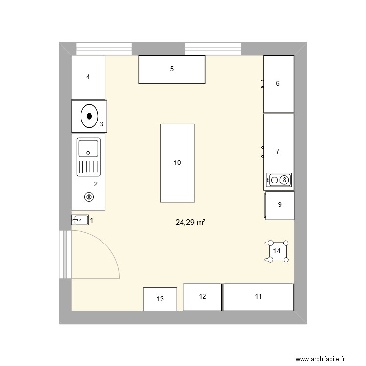 Cuisine Hebergement 2. Plan de 1 pièce et 24 m2