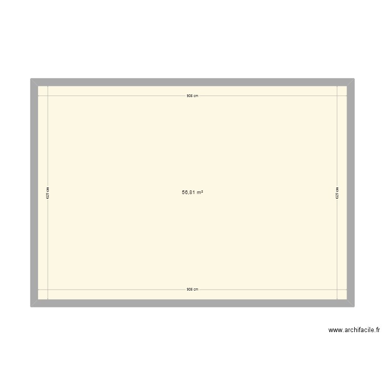 surface maison. Plan de 1 pièce et 57 m2