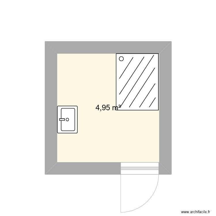 salle de bain rdc. Plan de 1 pièce et 5 m2