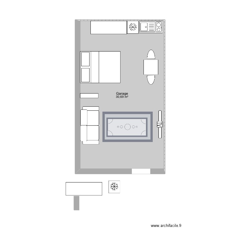 Garage. Plan de 1 pièce et 31 m2