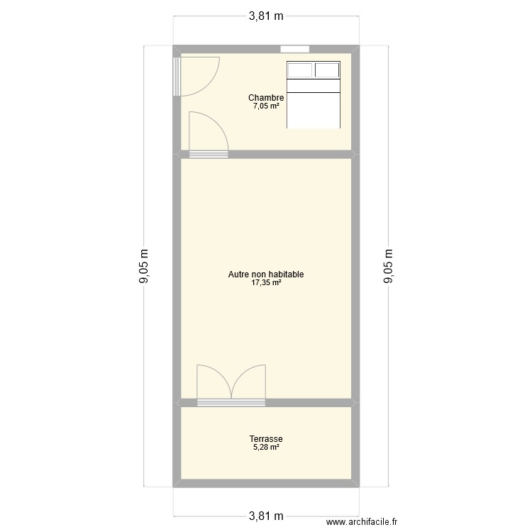 magali. Plan de 3 pièces et 30 m2