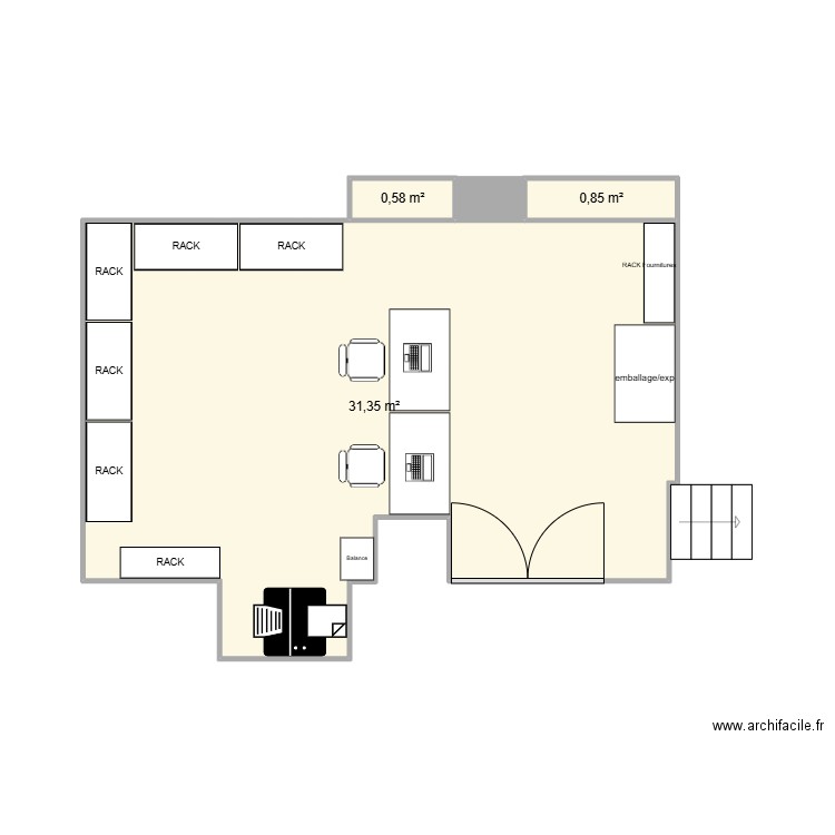 sc margiela. Plan de 3 pièces et 33 m2