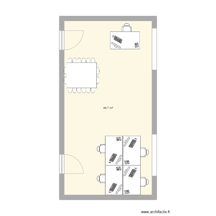 Bureau MPI. Plan de 1 pièce et 45 m2