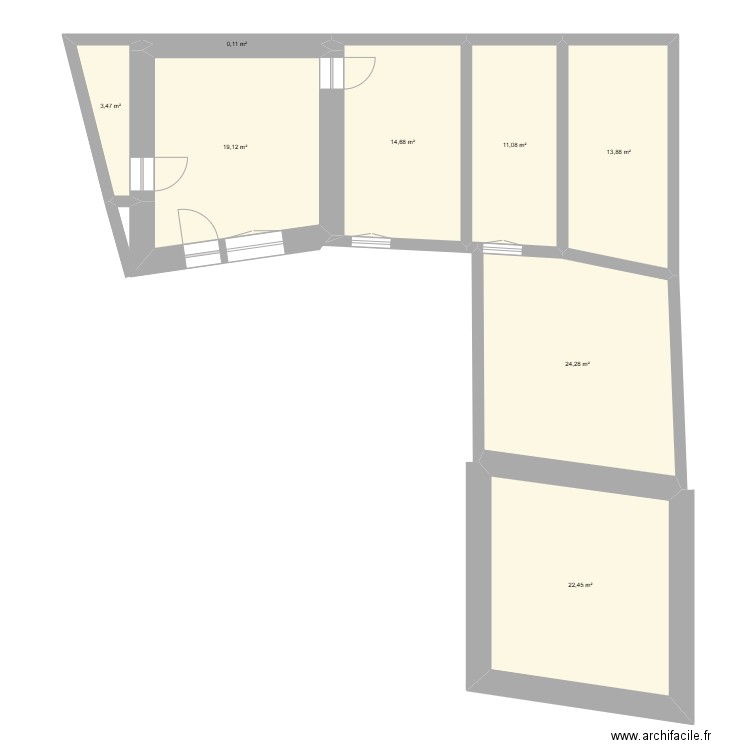 Maison Ladoix. Plan de 8 pièces et 109 m2