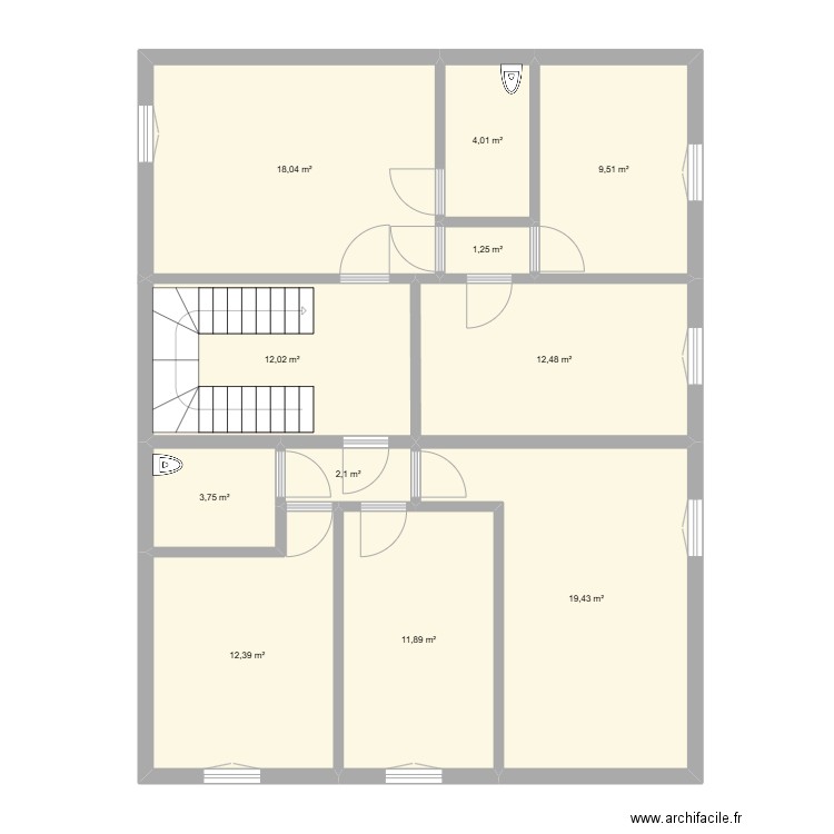 Cannet - 2° VIDE. Plan de 11 pièces et 107 m2