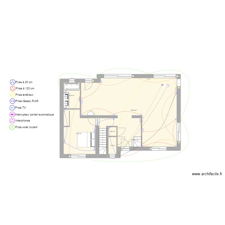 Antoine BISIAU  rdc elec prisess. Plan de 5 pièces et 89 m2