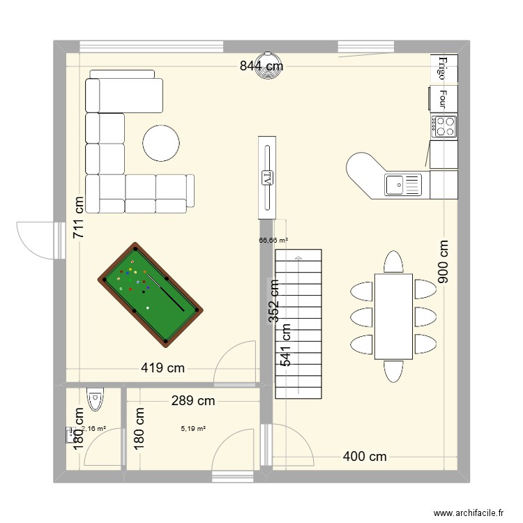 26mont. Plan de 3 pièces et 74 m2