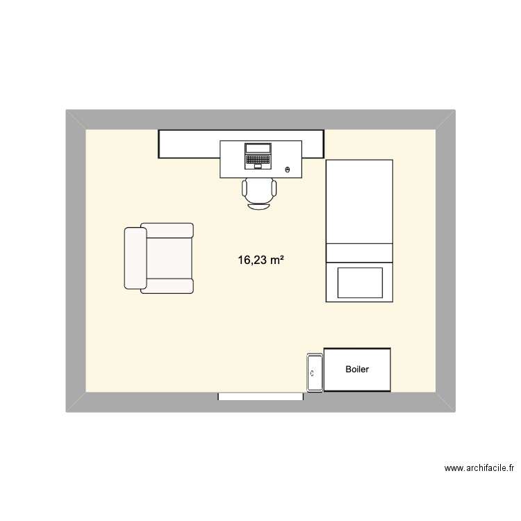 chambre Harry grnier. Plan de 1 pièce et 16 m2