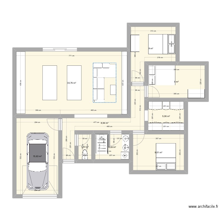 maison 96m2. Plan de 9 pièces et 96 m2