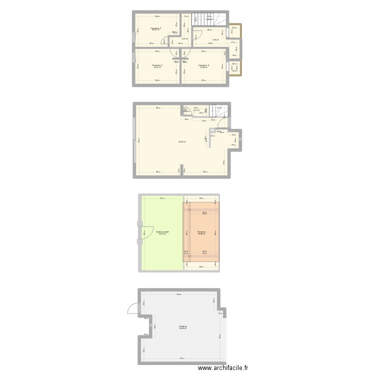 Plan maison. Plan de 14 pièces et 178 m2