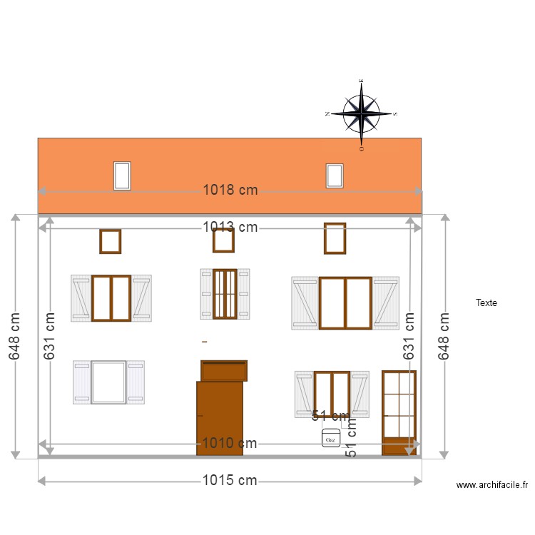 facade actuelle. Plan de 0 pièce et 0 m2