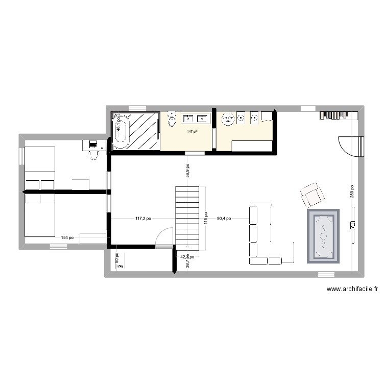 sous-sol option 1. Plan de 1 pièce et 14 m2