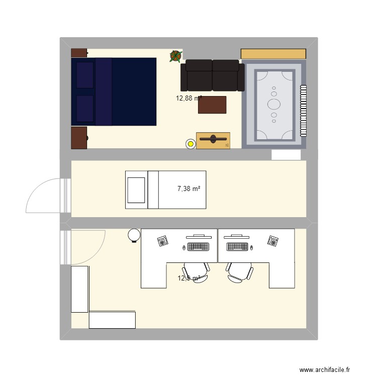 Chou. Plan de 3 pièces et 33 m2