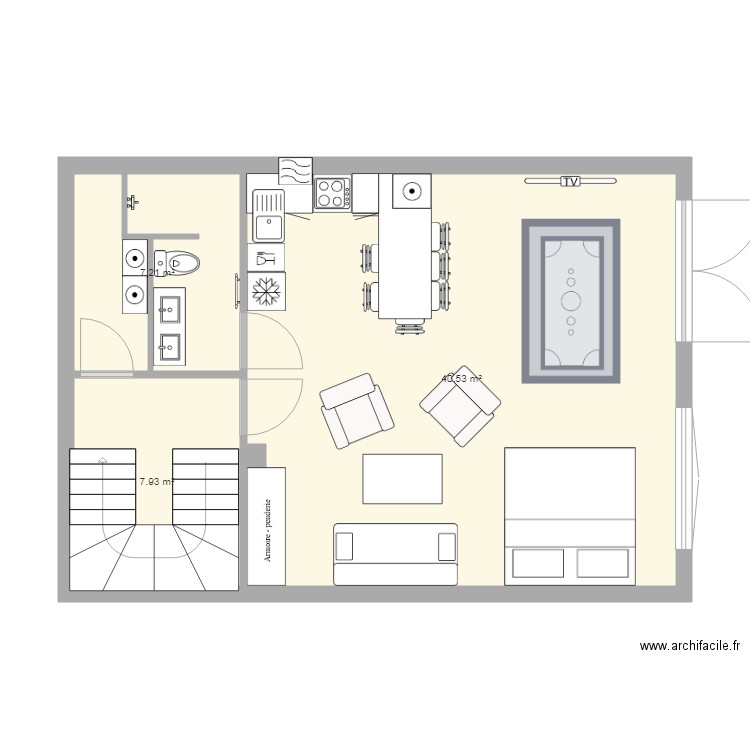 Studio. Plan de 0 pièce et 0 m2