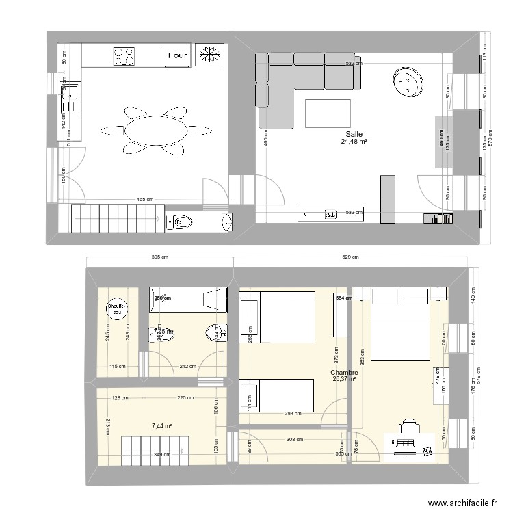 salle_sg. Plan de 4 pièces et 66 m2