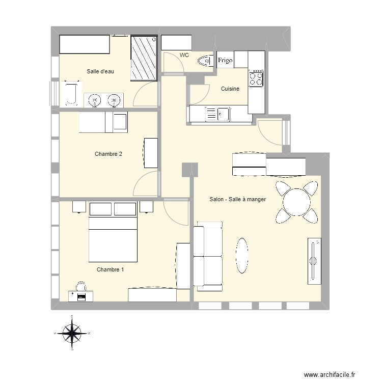 Appartement Montrouge. Plan de 6 pièces et 64 m2