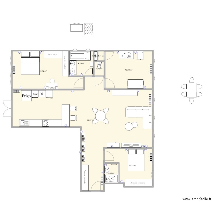 Appartement annecy. Plan de 9 pièces et 103 m2