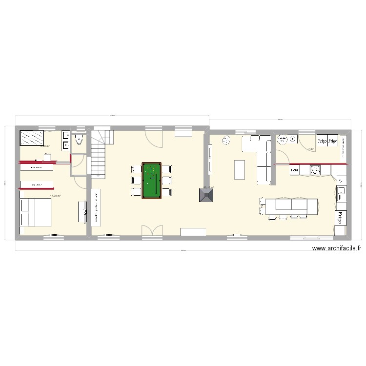 plan maison meublé version 2. Plan de 5 pièces et 110 m2