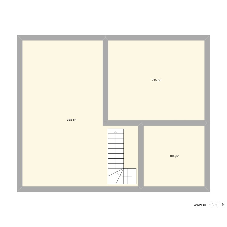 cave. Plan de 3 pièces et 66 m2