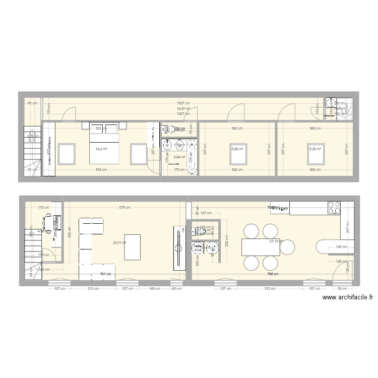 appart papa A 1. Plan de 12 pièces et 112 m2