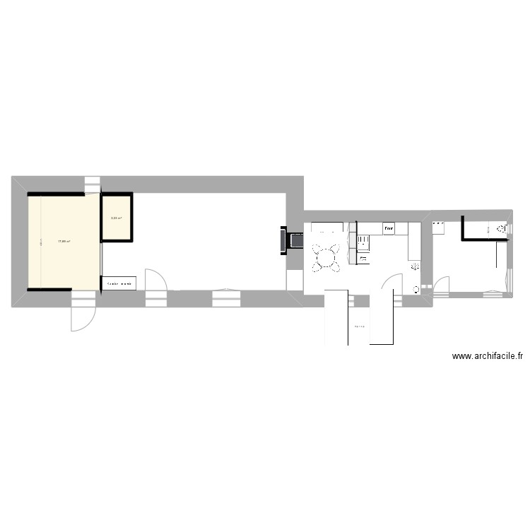 Le Trévoux_RDC. Plan de 2 pièces et 21 m2