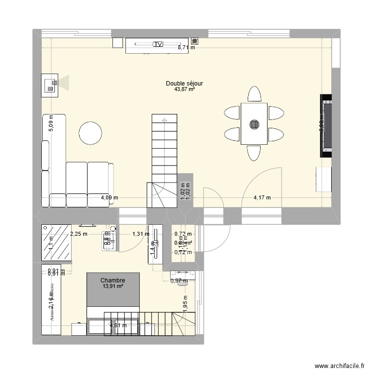 RDC ST COME. Plan de 3 pièces et 59 m2