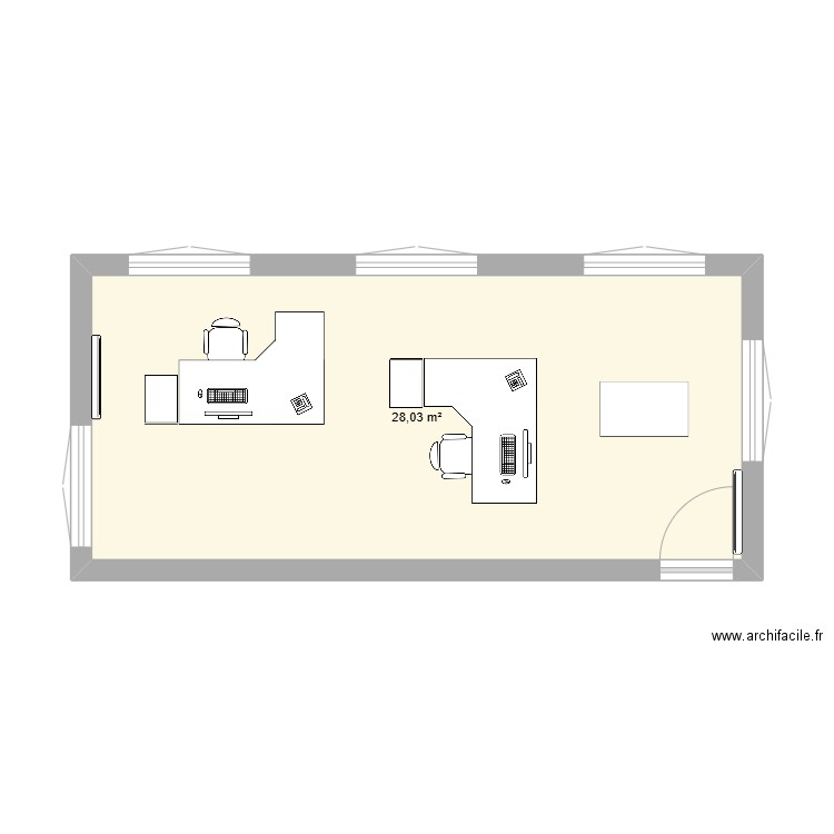 bureau. Plan de 1 pièce et 28 m2