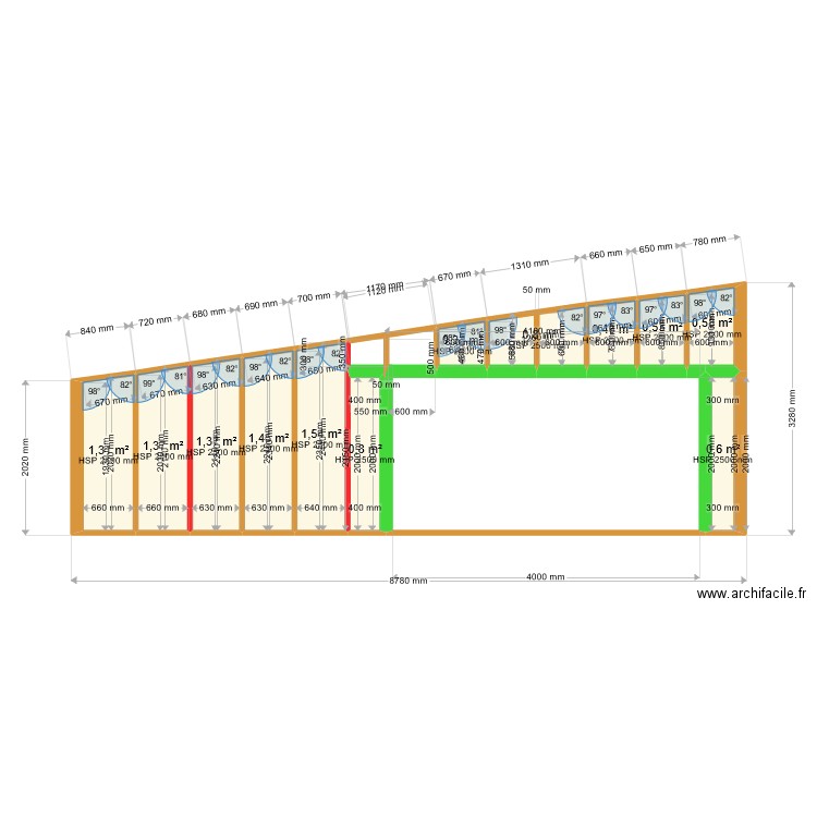 coupe AV aire de stationnement & Bucher. Plan de 0 pièce et 0 m2