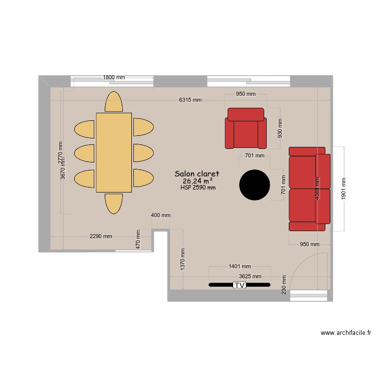 salon claret. Plan de 0 pièce et 0 m2