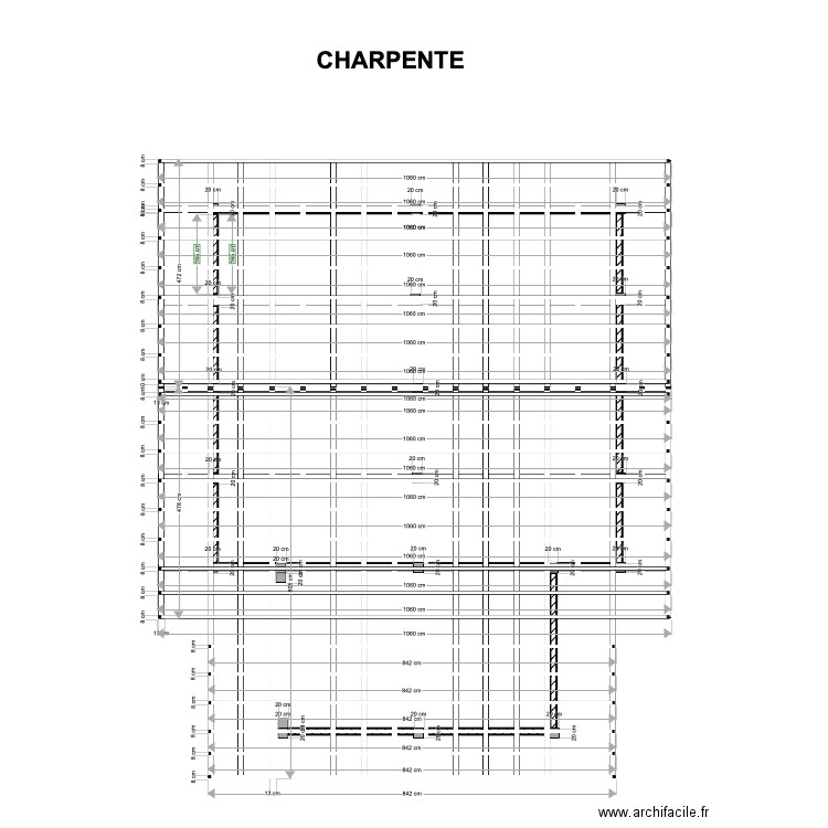 vue dessus charpente v4 partagé visu. Plan de 0 pièce et 0 m2