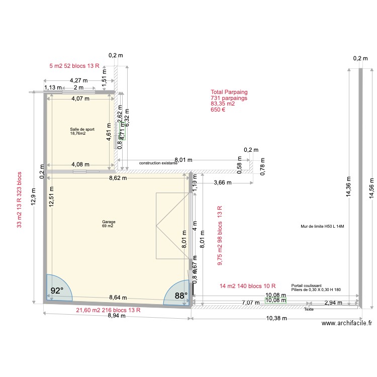 garage et maison . Plan de 0 pièce et 0 m2