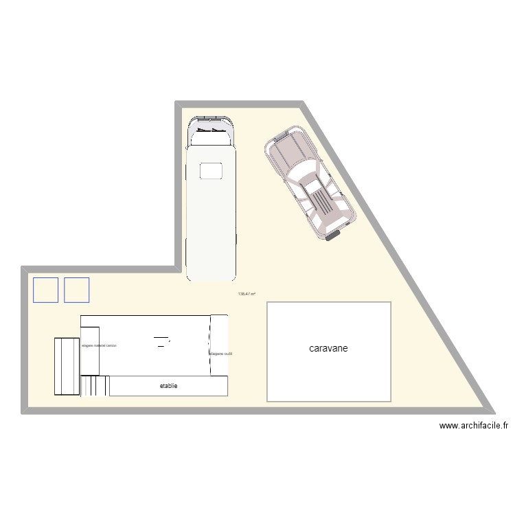 atelier. Plan de 1 pièce et 138 m2