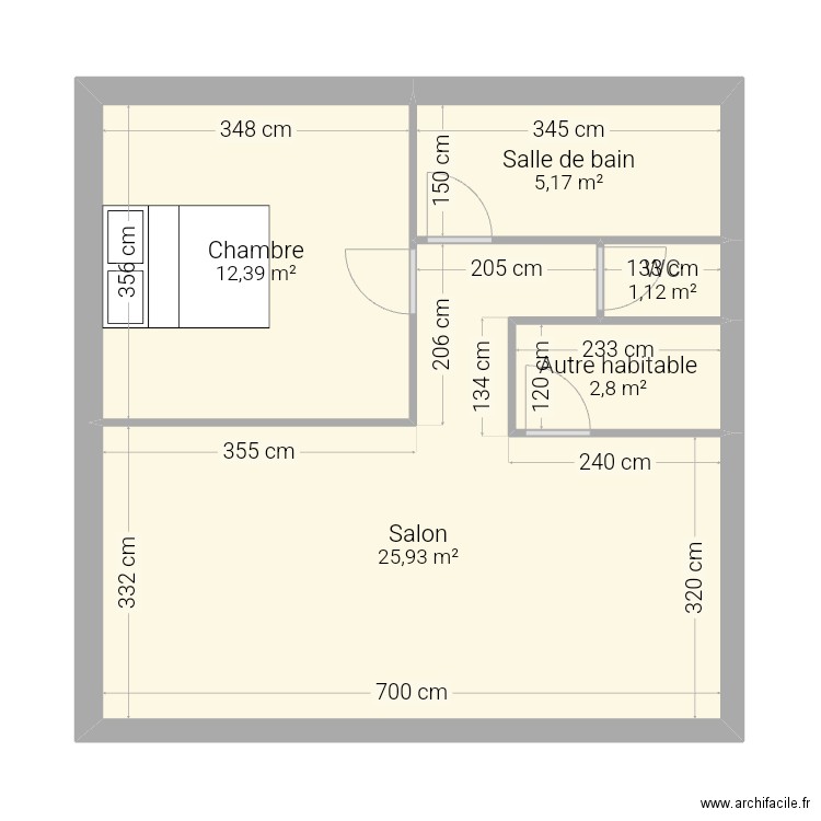 Dylan1. Plan de 5 pièces et 47 m2