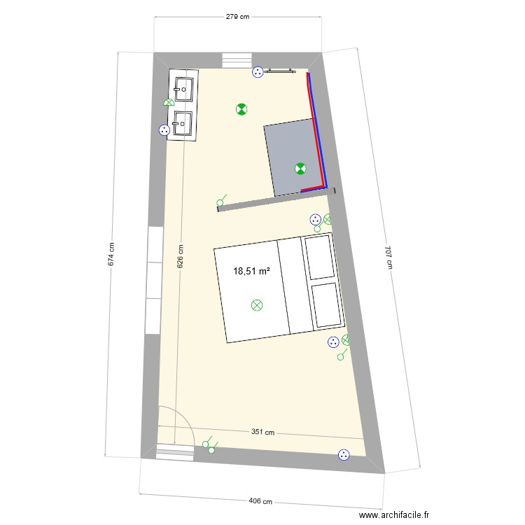 Chambre Parentale 1. Plan de 1 pièce et 19 m2