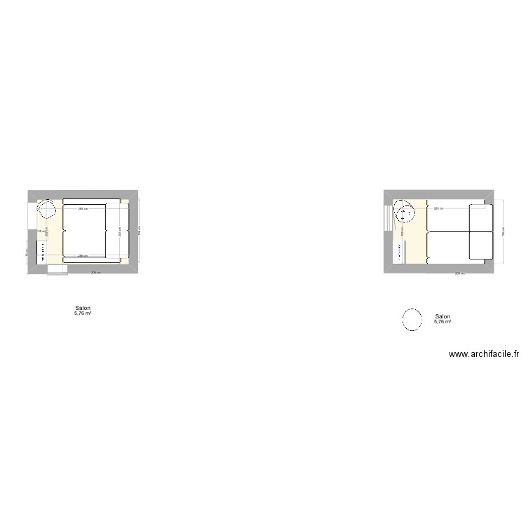 Salon. Plan de 2 pièces et 12 m2